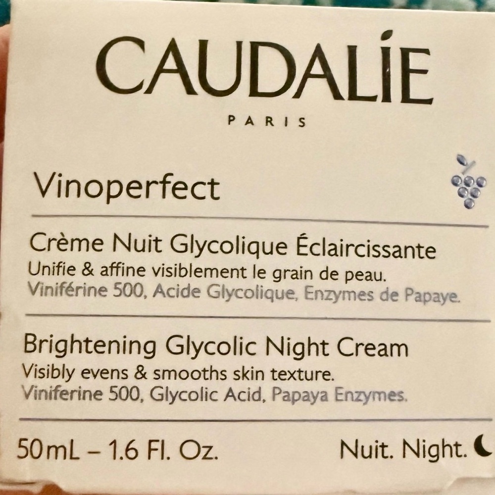 Caudalie Vinoperfect Brightening Glycolic Nigh Cream.